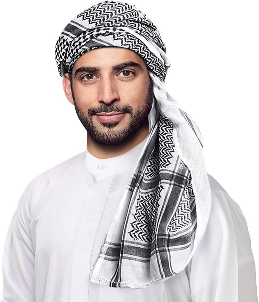 4063 Keffiyeh Arab Head Scarf Sheikh Muslim Turban Saudi Dubai Headwear